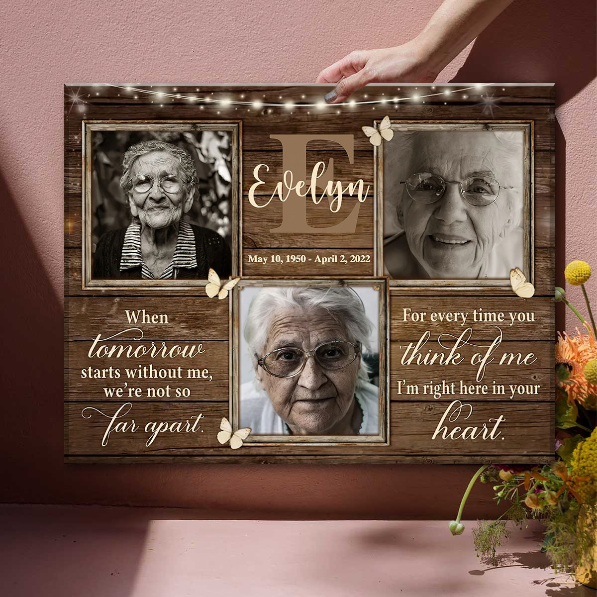 Personalized Memorial Photo Initial Canvas Poster - I'm right here in your heart