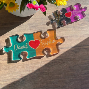 Personalized Couples Puzzle Name Sign Acrylic Plaque,Valentine Home Decor, Valentine Gift for Him, Her