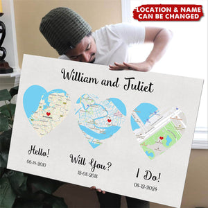 Hello - Will You - I Do - Standard Style - Personalized Map Poster