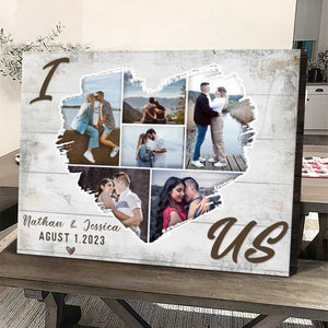 Personalized Couple Heart Shaped Photo Collage Poster,Wedding Anniversary Valentines Gift For Her Him