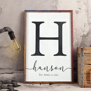 Personalized Monogram Family Name Sign Canvas Poster