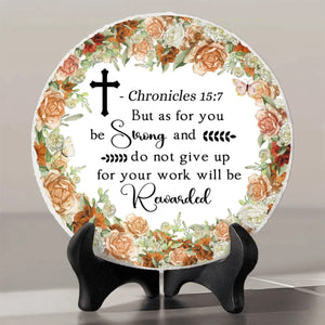 Personalized Bible Verse Round Ceramic, Motivational Sign, Christian Gift, Inspirational Faith Ceramic