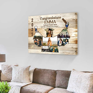 Personalized Graduation Photo Collage Canvas Poster, Graduation Gift, Class of 2025, Senior Gift