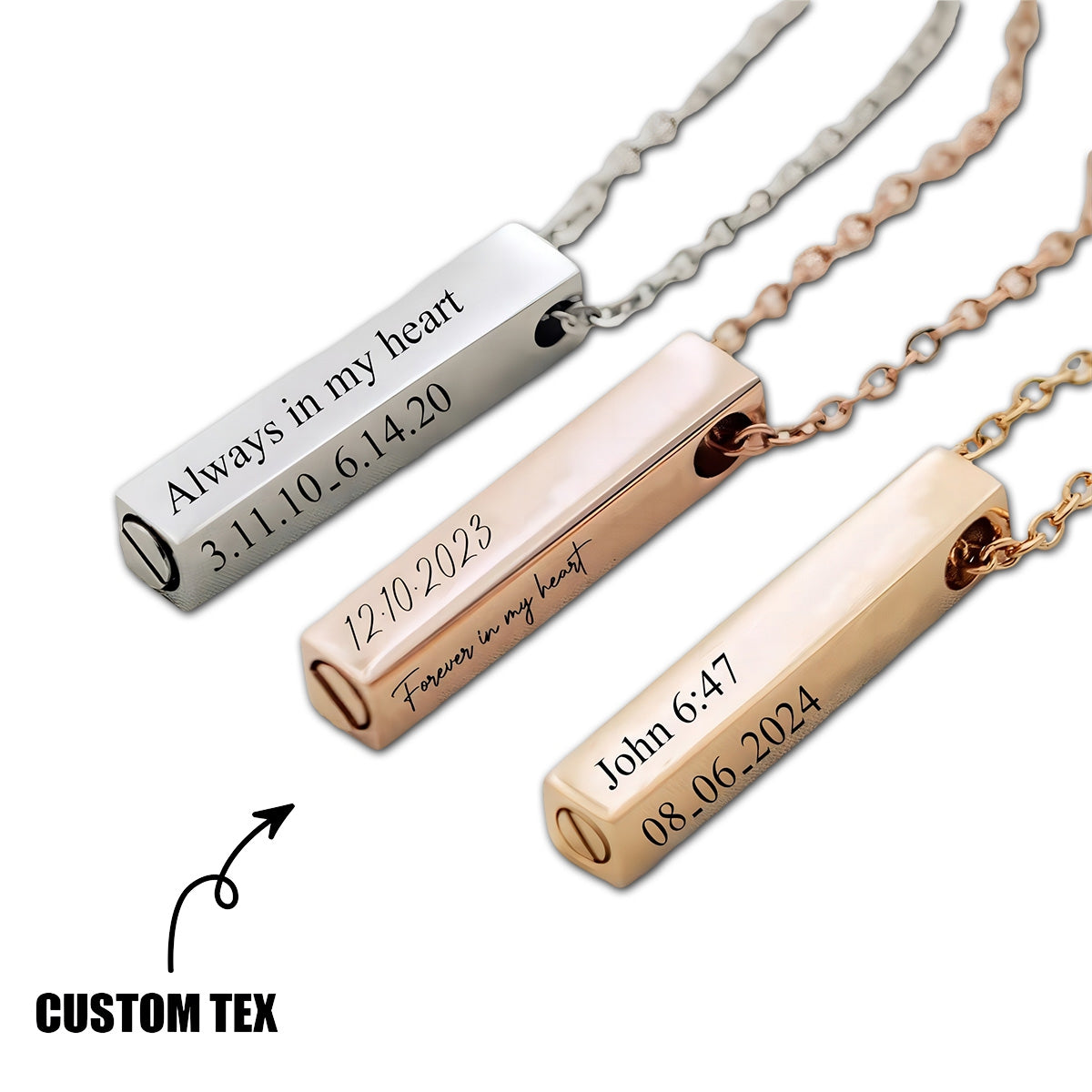 Personalised Engraved Bar Urn Ashes Memorial Necklace with Text Cremation Jewelry