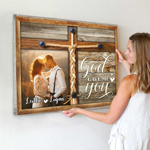 Personalized Couple Photo Canvas Poster,God gave me you,Wedding Anniversary Gift