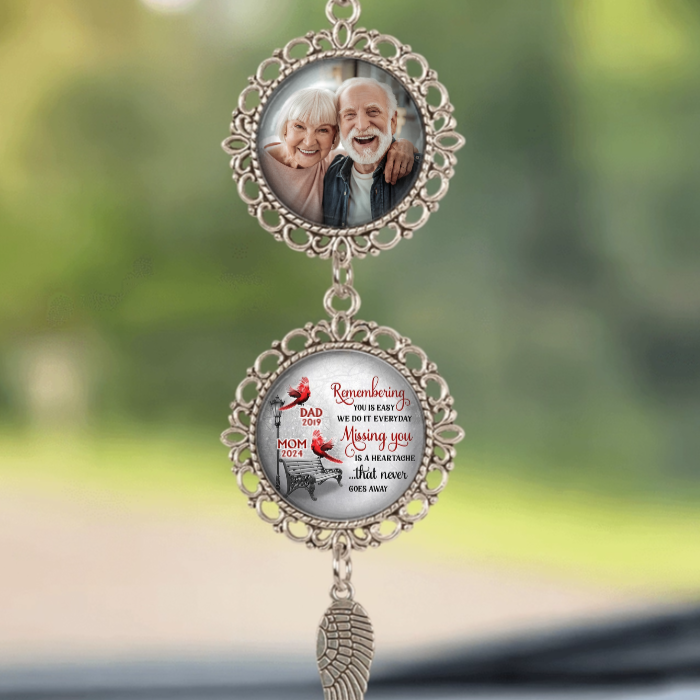 Remembering You Is Easy We Do It Everyday - Personalized Upload Photo Cardinal Memorial Ornament