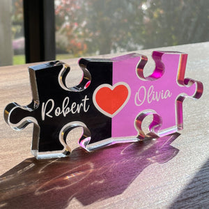 Personalized Couples Puzzle Name Sign Acrylic Plaque,Valentine Home Decor, Valentine Gift for Him, Her