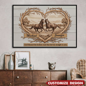 Personalized Horse Love Mountains Poster -Couple Gift