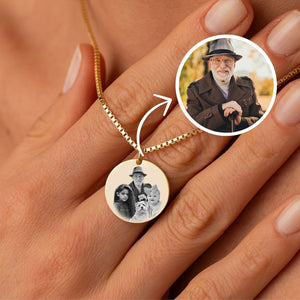 Add Deceased Loved One to Photo,Personalized Family Portrait Memorial Round Necklace