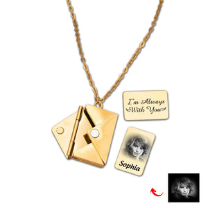 I am always with you - Personalized Memorial Photo Envelope Locket Necklace