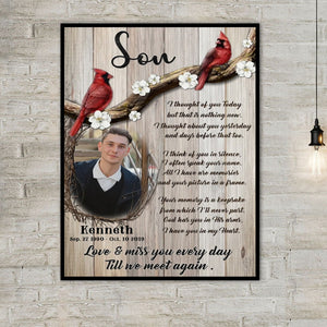 Personalized Cardinal Memorial Photo Canvas Poster,Love And Miss You Every Day