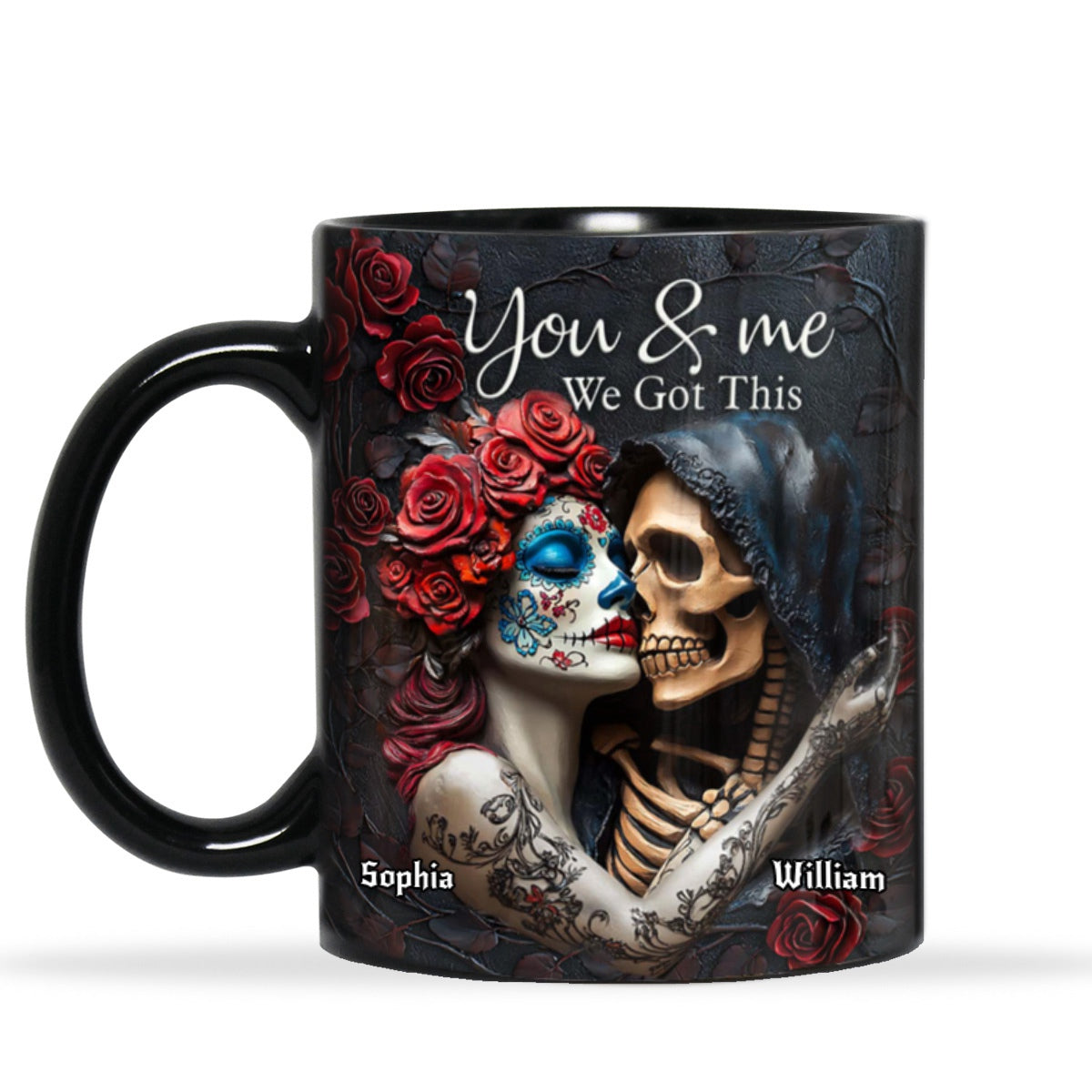 You & Me We Got This  Personalized Black Couple Mug