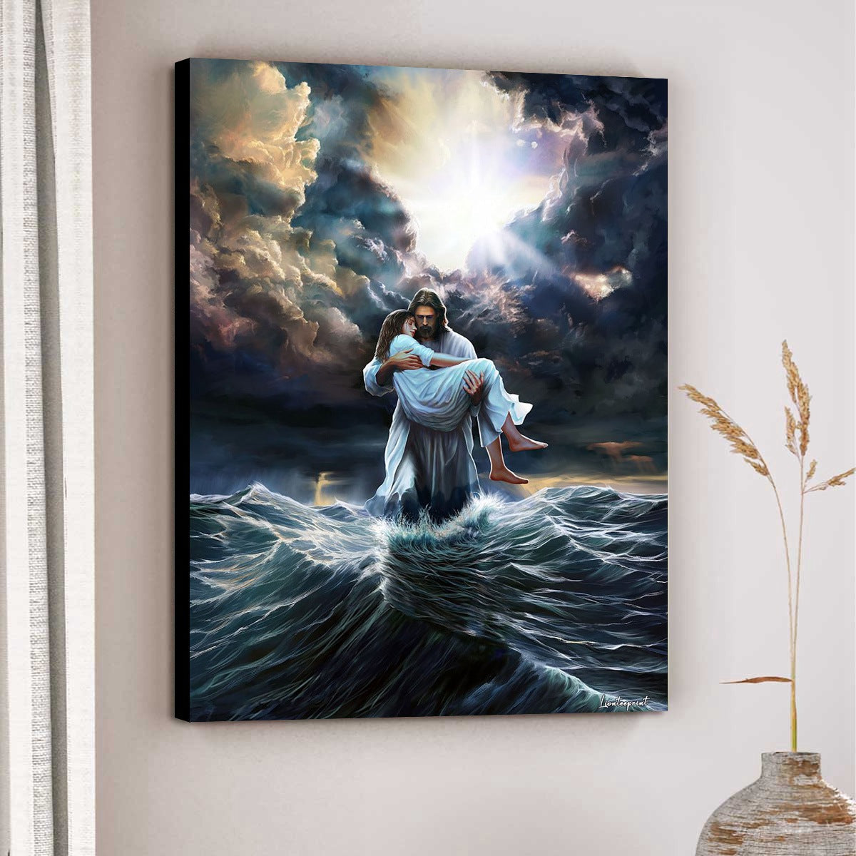 The Savior Who Calms Every Storm  -Christian canvas, Christian home decor