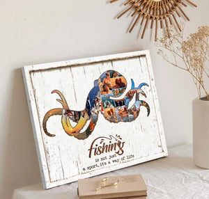 Octopus Fishing Photo Collage Personalized Canvas/Poster Gift