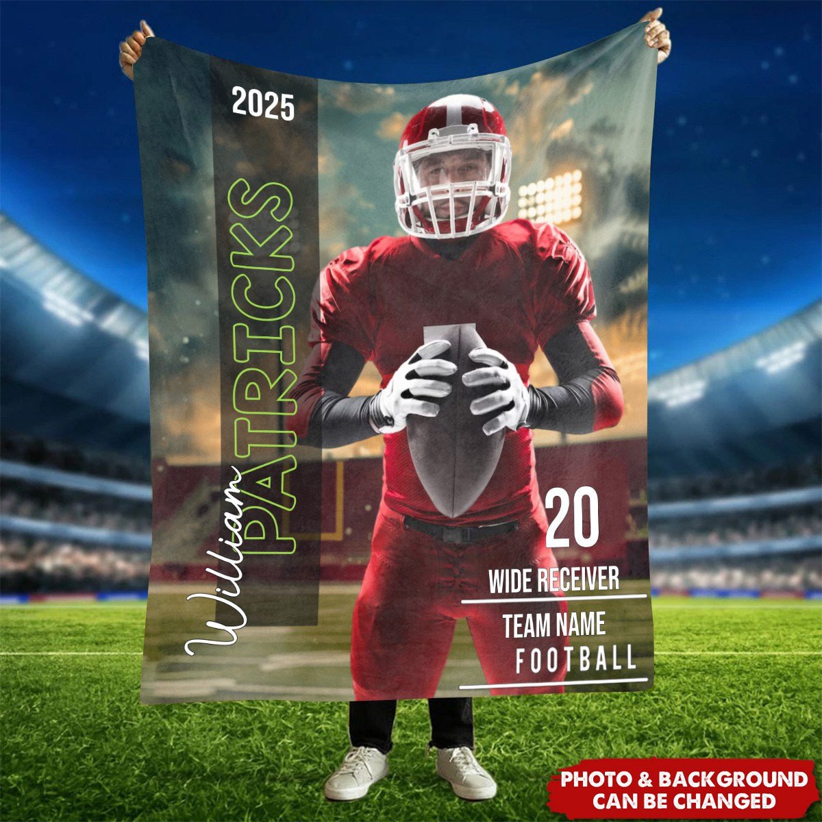 Personalized Custom Photo Name Football Blanket