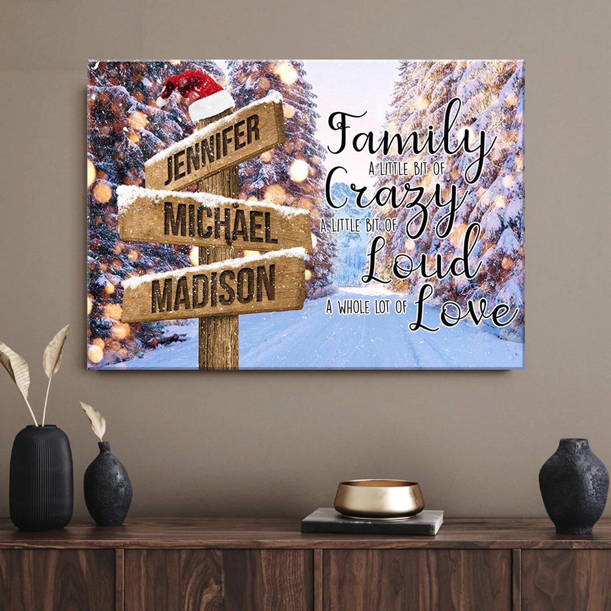 Personalized Christmas Tree Road Multi-Name Family Poster