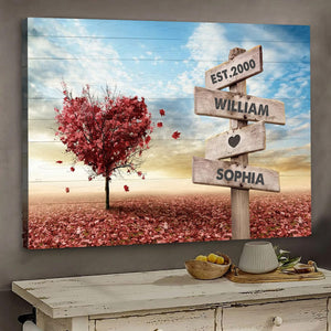 Personalized Couple Gift Red Heart Tree Name Sign Poster