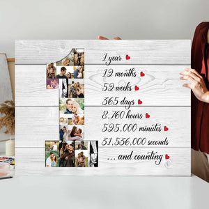 Personalized Couple 1 Year Anniversary Photo Collage Canvas Poster