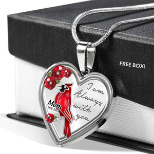 Personalized Memorial Heart Cardinal Necklace I Am Always With You