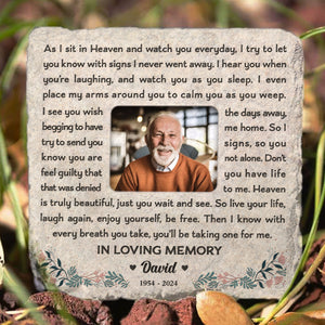 Personalized Memorial Gift For Loss Of Loved One As I Sit In Heaven Stone