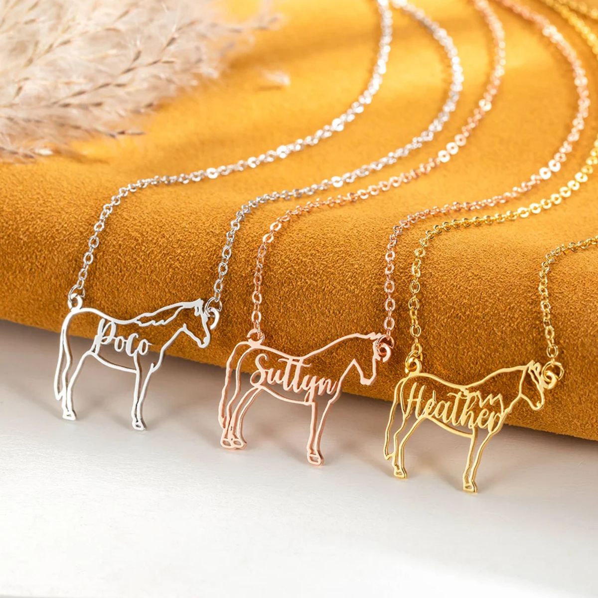 Personalized Horse Silhouette Necklace with Name Gift for Horse Lovers