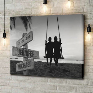 Personalized Couple Swing Names Canvas Poster