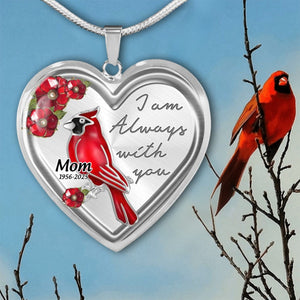 Personalized Memorial Heart Cardinal Necklace I Am Always With You