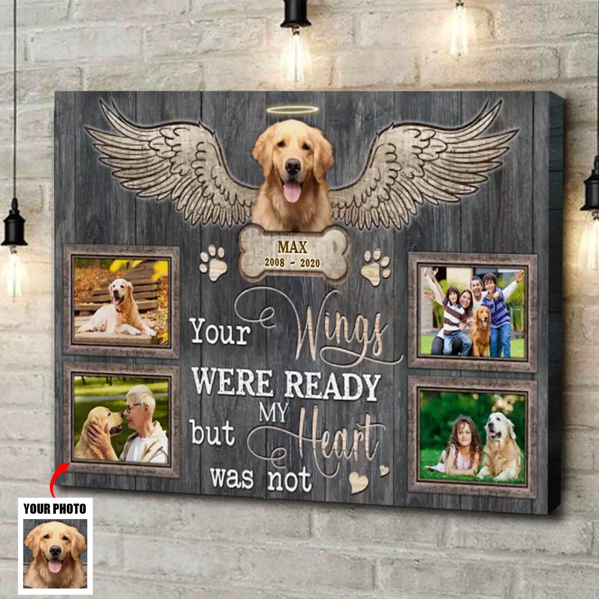 Personalized Your Wings Were Ready Canvas Prints,Gift For A Dog Lover, Pet Loss