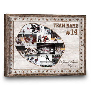 Hockey Team Photo Collage, Personalized Canvas/Poster, Ice Hockey Sports Gifts