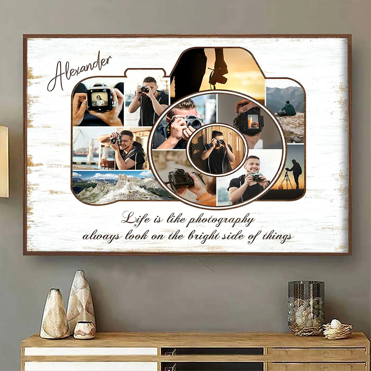 Gifts for Photographers, Unique Cameraman Personalized Photos Collage Canvas Poster