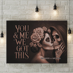 Personalized Sugar Skull Couple I Choose You Canvas Poster