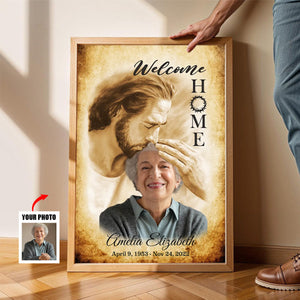 Welcome Home Personalized Canvas, Safe In The Arms Of Jesus Canvas, God Sympathy Gifts