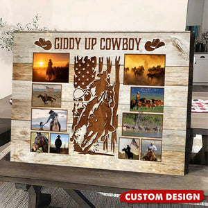 Cowboy Photo Collage - Custom Western Cowboy Riding Horse Canvas