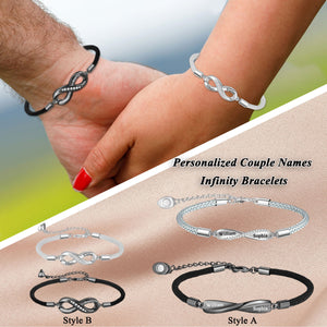 Personalized Couple Names Infinity Bracelets Set - Gift For Couple