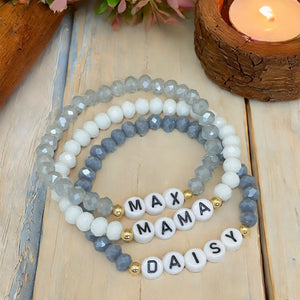 Personalized Crystal Bead Name Bracelets - Handmade Custom Gift For Women Mama Bracelet