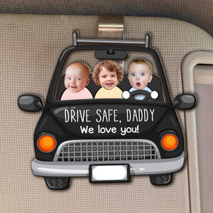 Custom Babies Face Drive Safe - Personalized Wooden Photo Car Visor Clip