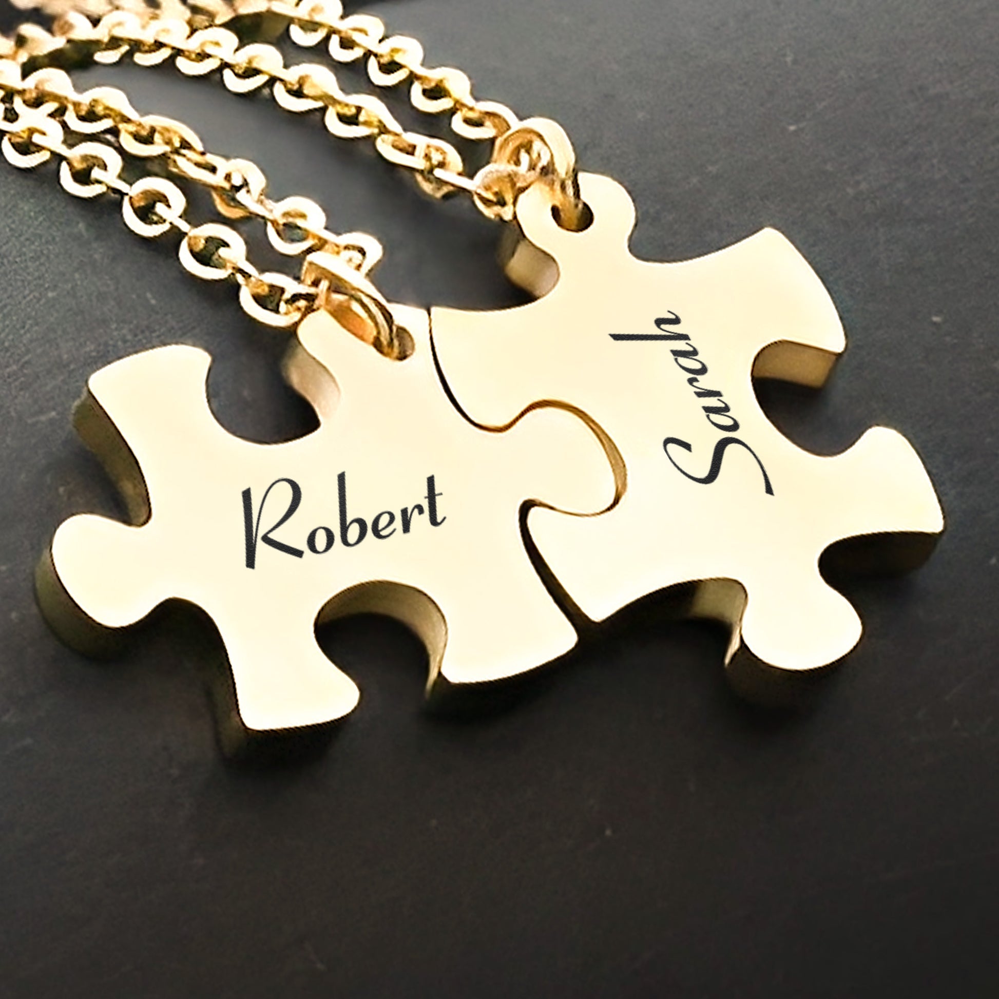 You Are The Missing Piece Of My Life - Personalized Engraved Puzzle Necklace Couple Gifts