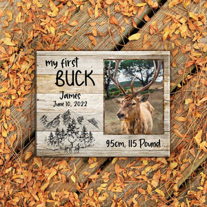 My First Buck Photo Canvas, Father’s Day Grandpa Hunting Gift, Man Gift