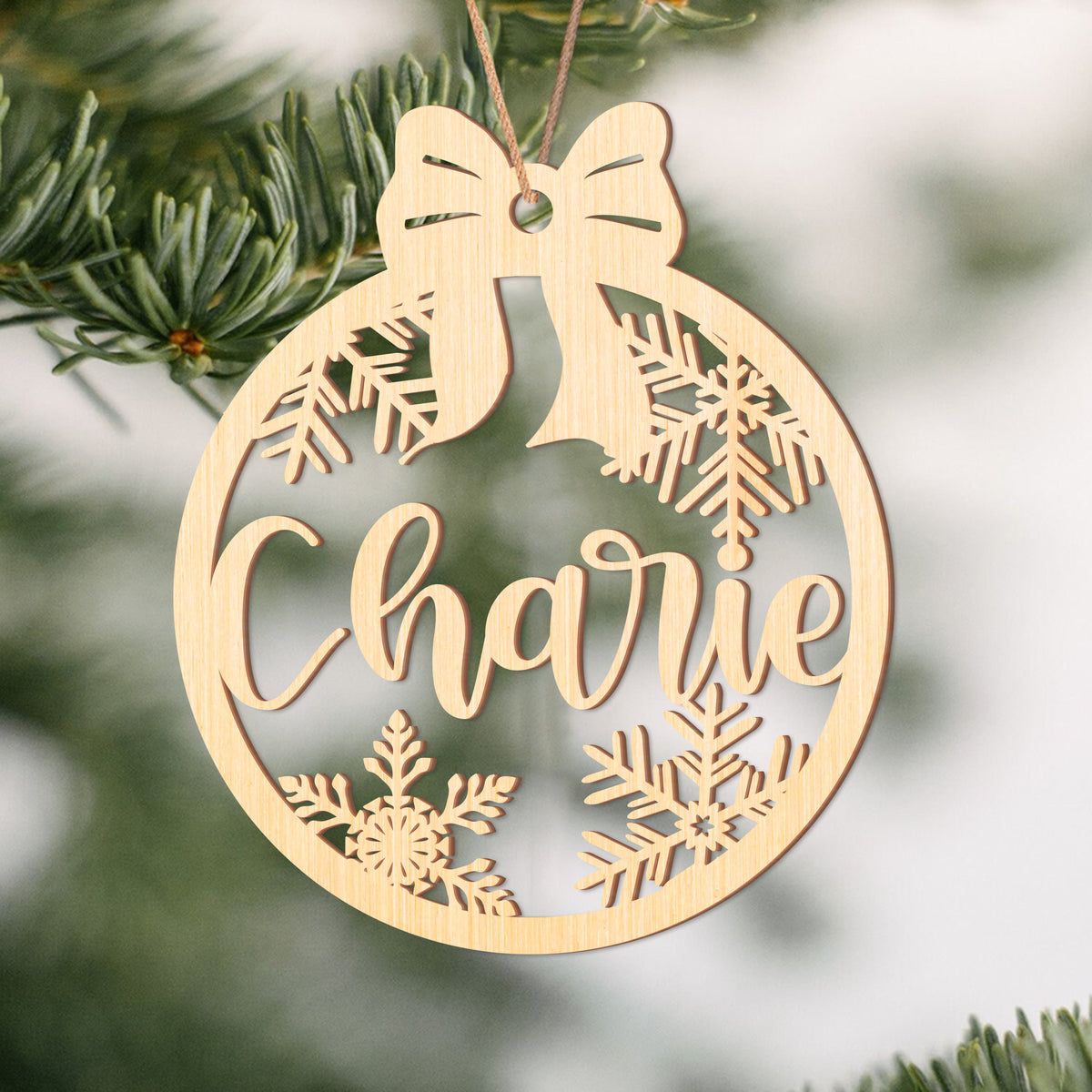 Custom Name Personalized Christmas Wood Ornament