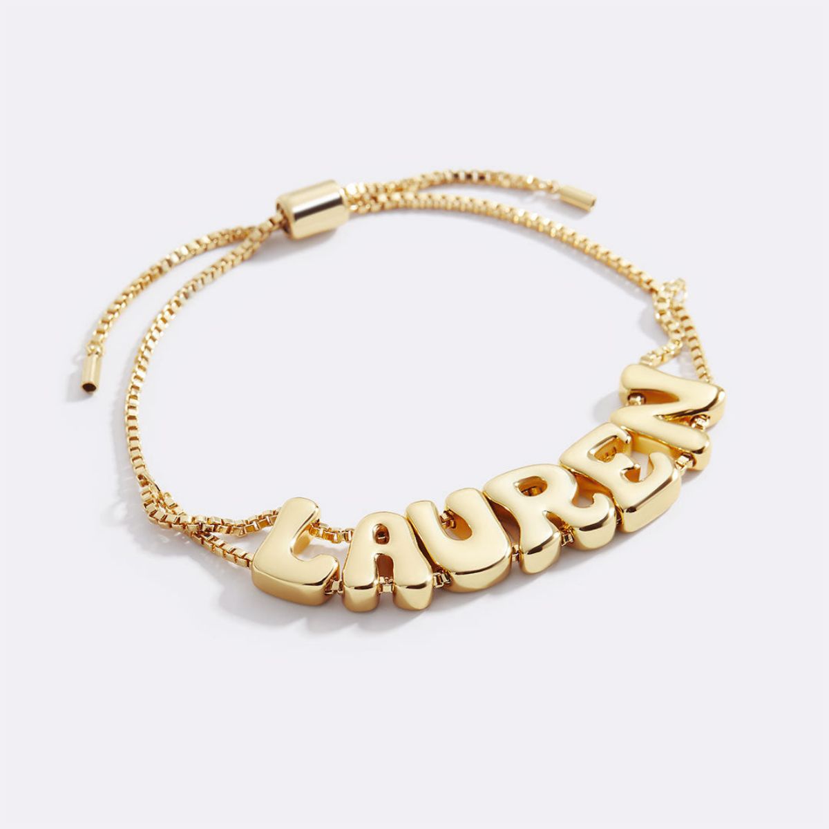 Personalized Adjustable Chain Bubbly Letter Name Bracelet