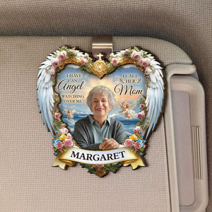 I Have An Angel Looking At My Personalized Wooden Photo Car Visor Clips