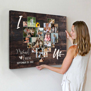 Personalized I Love Us Heart Shape Photo Collage Canvas Poster,Valentine Gift