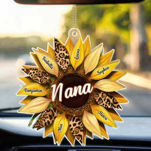 Nana, Mom, Auntie Family Sunflower - Loving Gift For Mother, Grandma - Personalized Acrylic Car Ornament