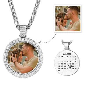 Special Day Personalized Calendar Photo Necklace With Cubic Zirconia