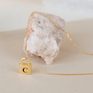 Minimalism Personalized Lock Initial Necklace