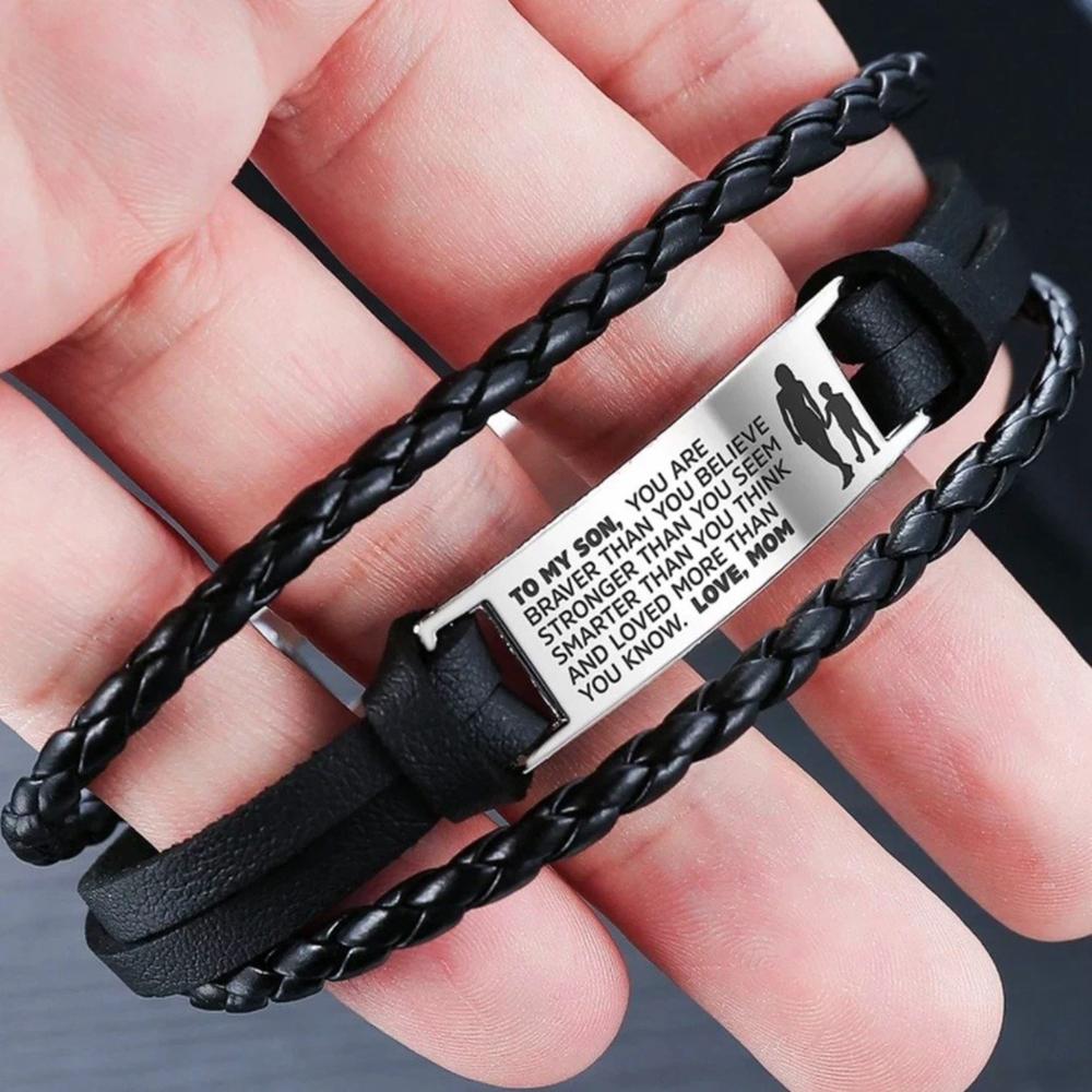 To My Son/Daughter Leather Bracelet From Mom and Dad