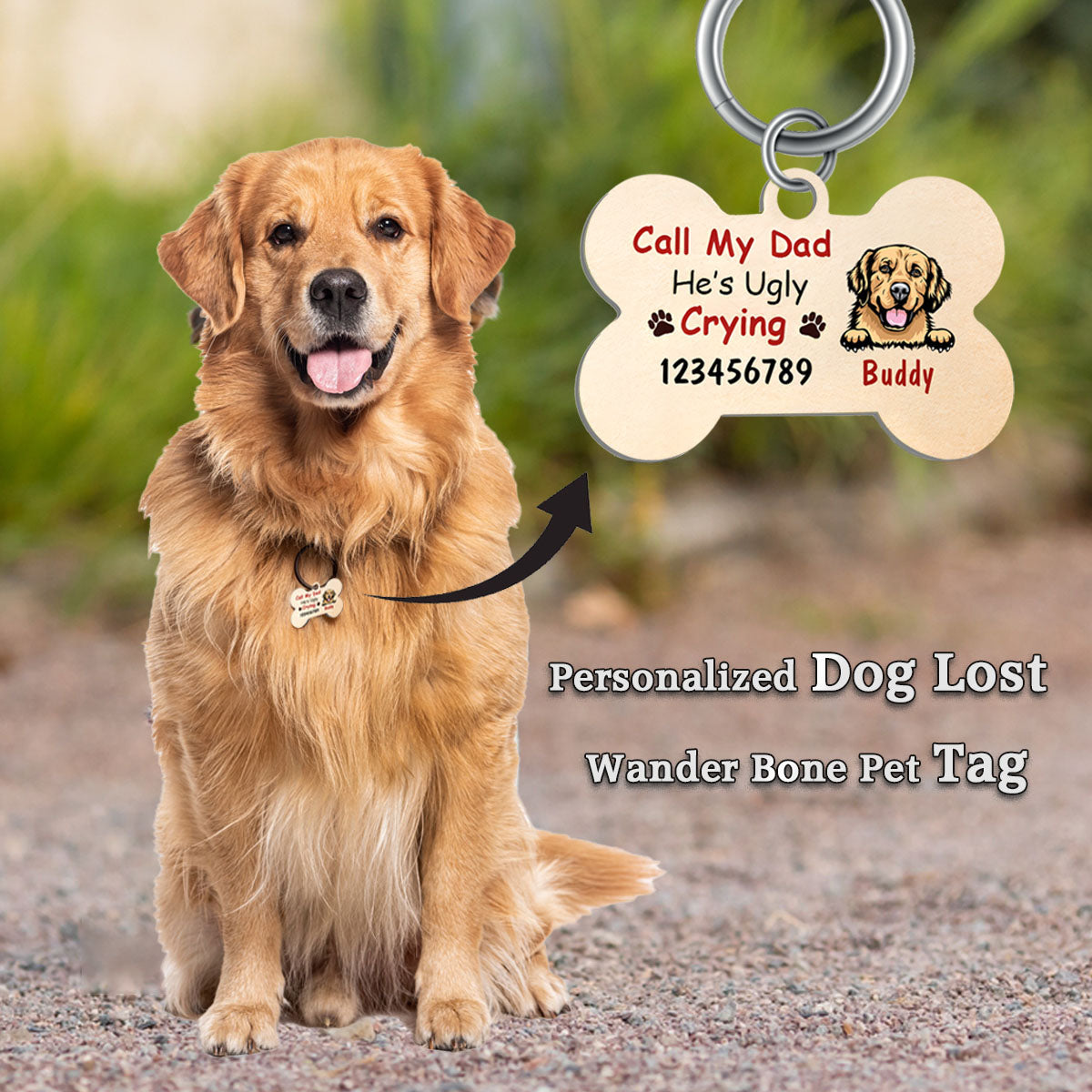 Personalized Dog Lost Wander Bone Pet Tag For Dog Mom, Dog Dad