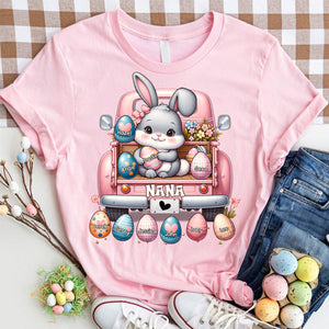 Personalized Grandma Bunny With Easter Egg Grandkids Pure Cotton T-shirt