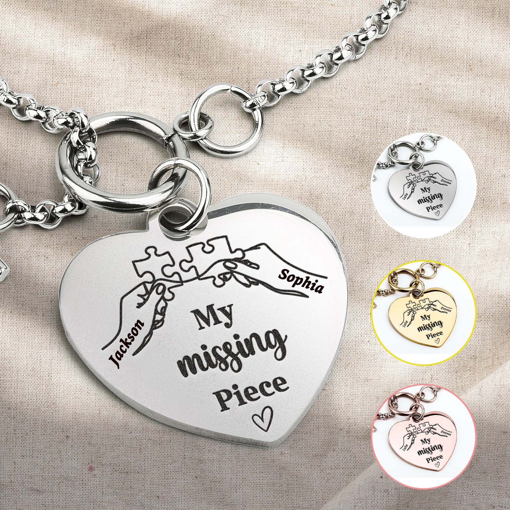 Personalized Heart Bracelet Gift For Couple -  My Missing Piece