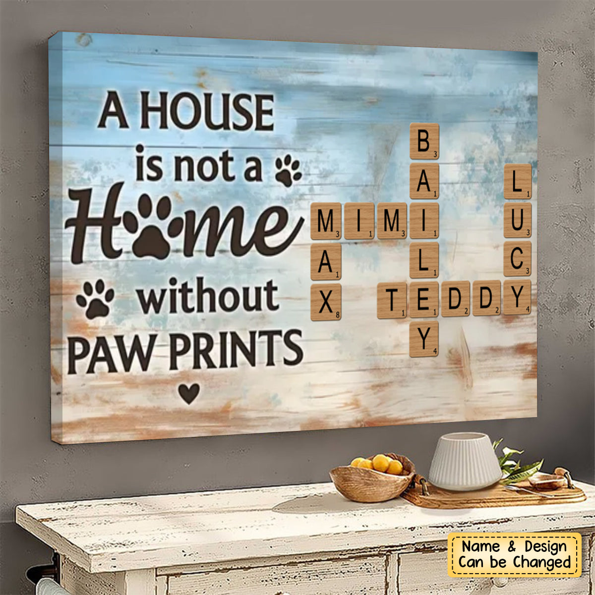 Home With Paw Prints Pet Crossword Puzzle Art Personalized Poster